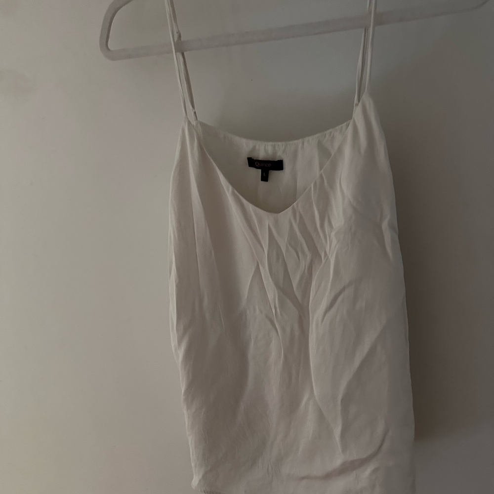 Quince White Fitted Sleeveless Camisole